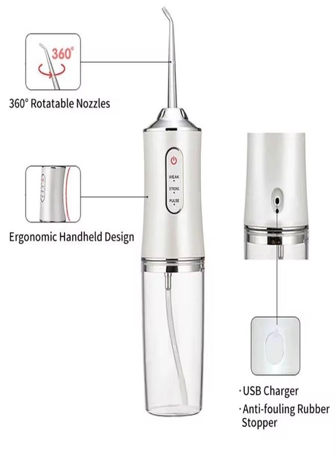 SellSho Water Flosser for Teeth Cleaning, Cordless Waterproof Rechargeable Oral Irrigator with 4 Jets, 3 Modes Irrigation Cleaner with 220ml Detachable Water Tank (White) (001) - Image 2